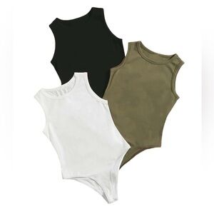 Milumia Cotton Sleeveless Crew Neck Bodysuits GIRLS Size 7Y Multi Color 3 Pack